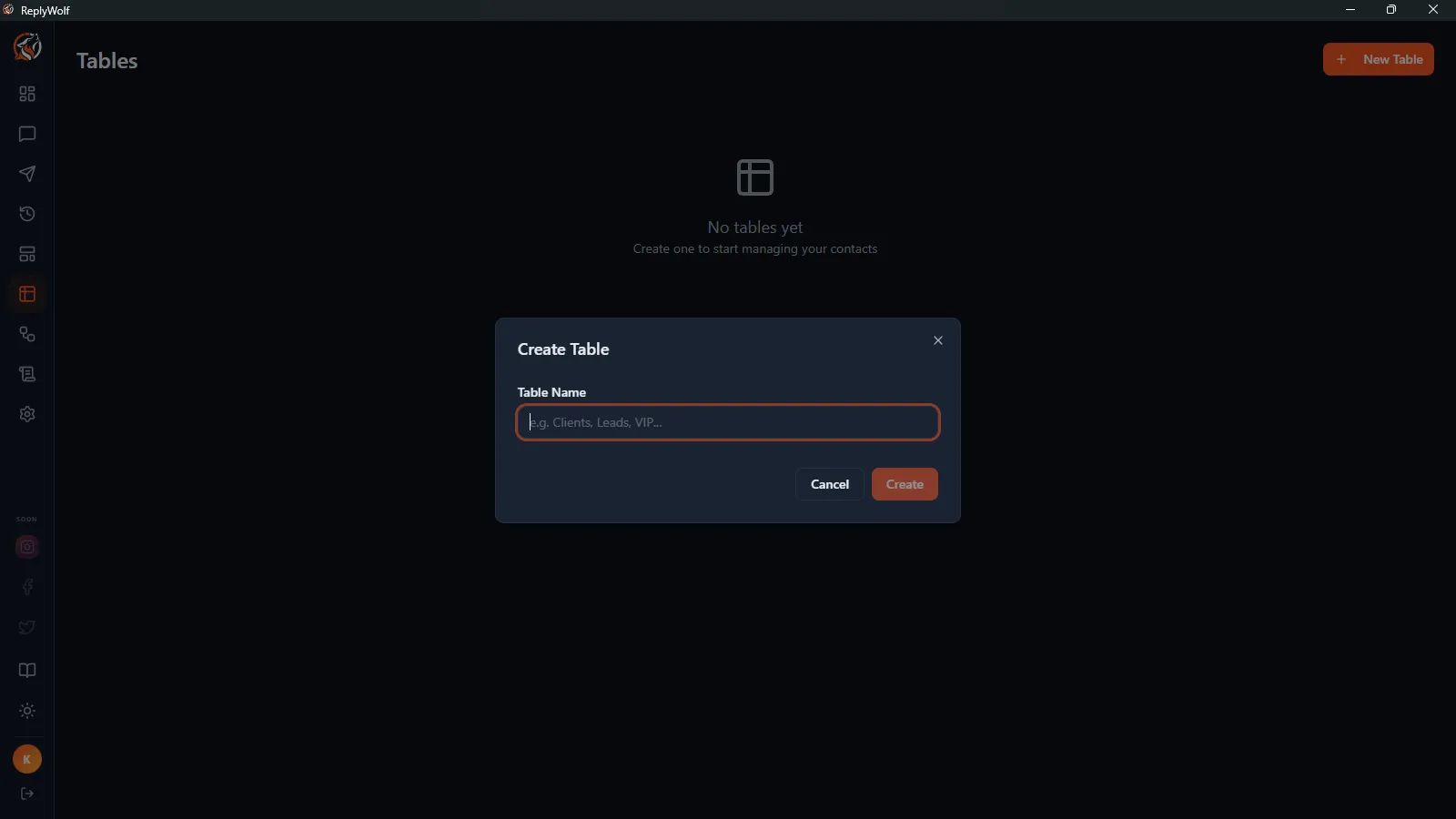 Creating a Table