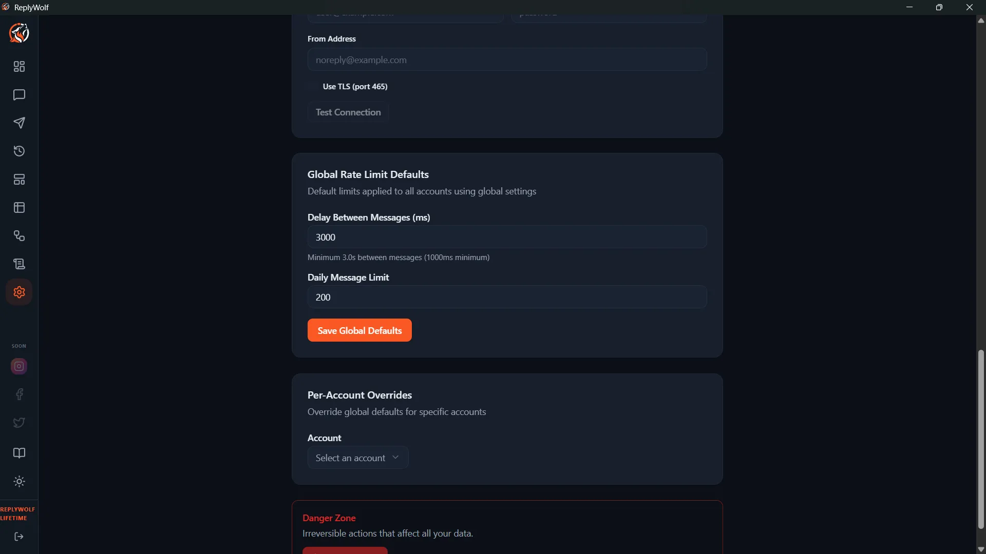 Rate Limit Settings