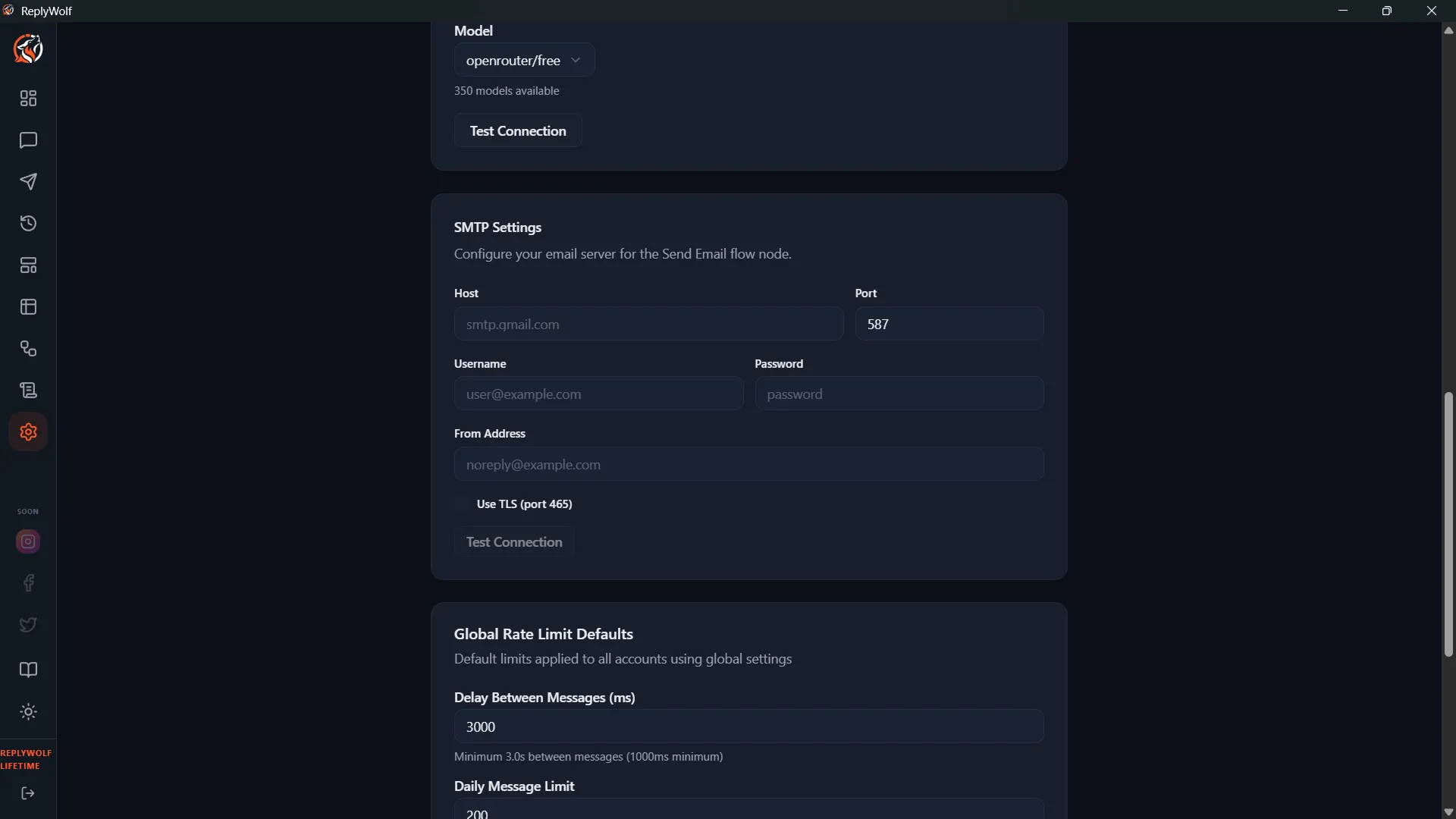 Email (SMTP) Settings