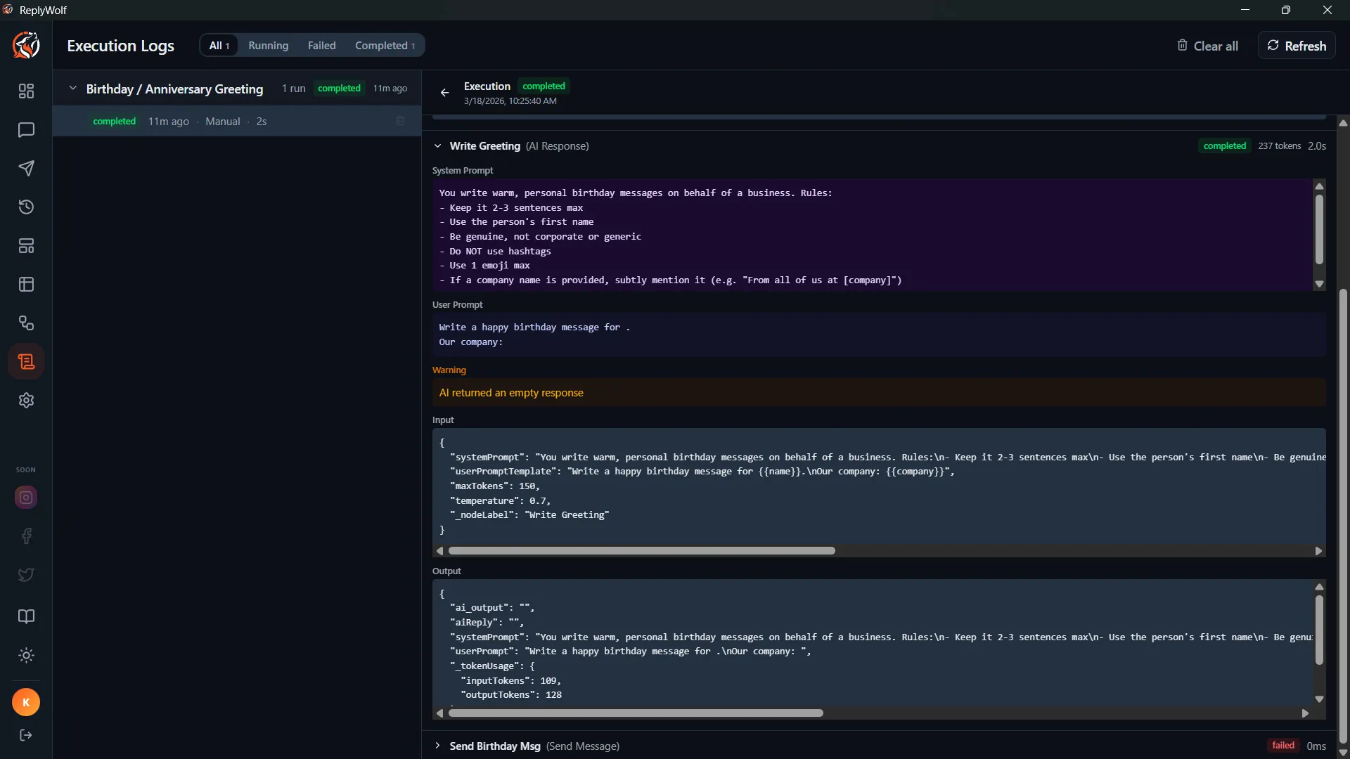 Step-by-Step Log
